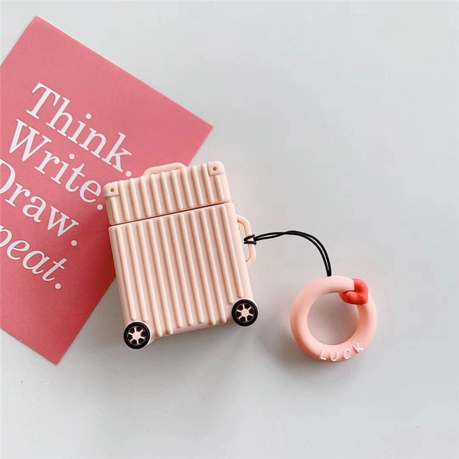 에어팟 2세대 캐리어 모양 디자인 케이스 파스텔, 1개, 연핑크