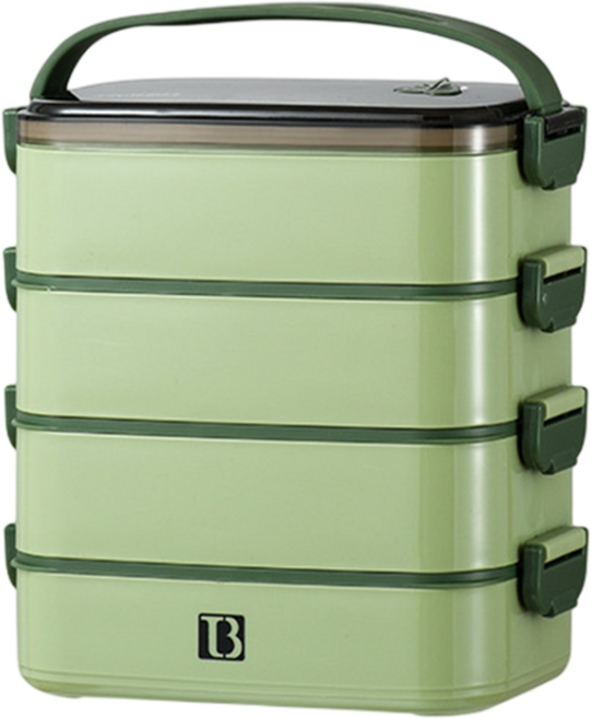 직장인 도시락 스텐 보온 락앤락 도시락 다이어트 피크닉 도시락 가방, 1개, 연두색(4단)