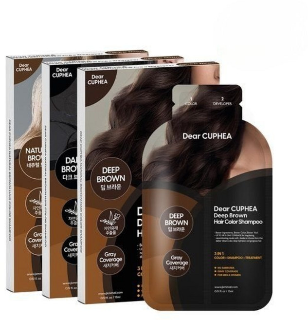 디어쿠페아 헤어 컬러 샴푸 3회분, 딥브라운, 1개