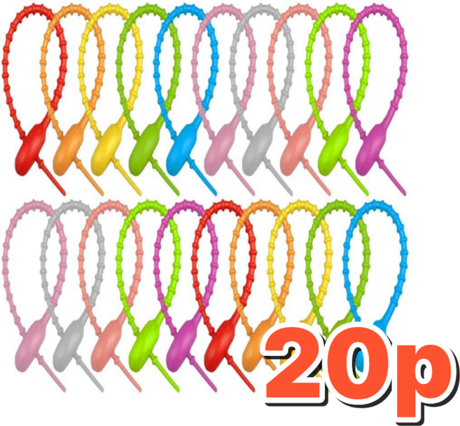 우즈상사 실리콘 케이블 타이 키링, 혼합색상, 20개