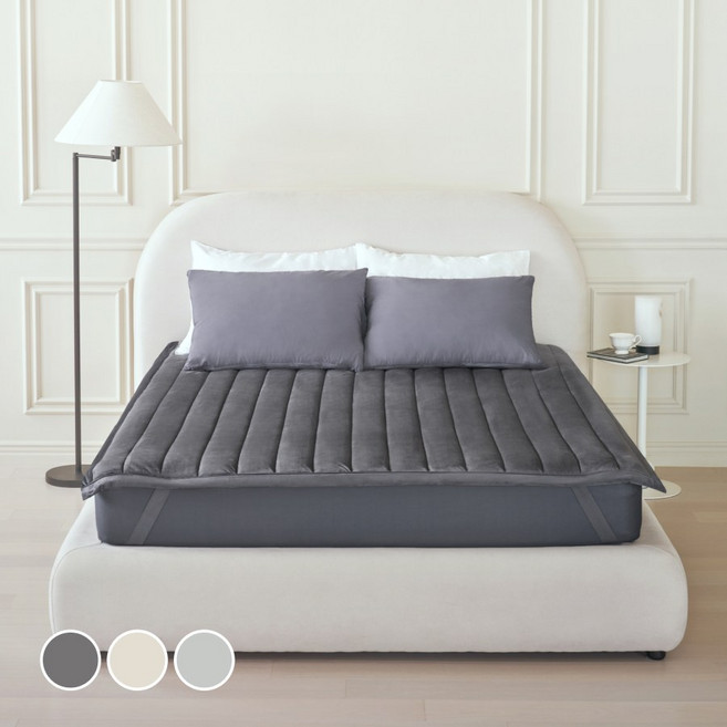 프랑떼 호텔식 고밀도 극세사 겨울 웜패드 침대패드, 차콜그레이