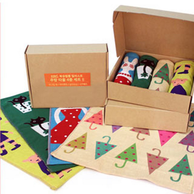 [SEOULIAN] 거즈주방 타월 머그컵캣+춤추는 토끼+삼각우산+샤커베어 선물상자 세트, 1개