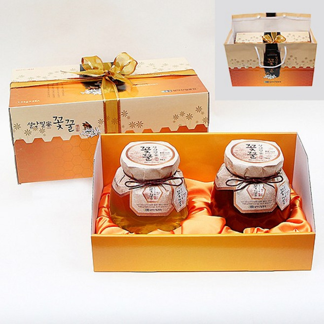 [꽃꿀100%] 꿀단지 선물세트 (아카시아꿀 1kg+ 야생화꿀 1kg), 1kg, 2개