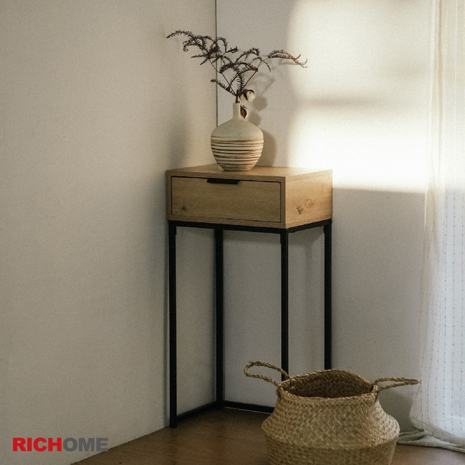 RICHOME 艾詩蘭 玄關桌 (防潑水) DR265, 原木色+鐵灰色, 1個