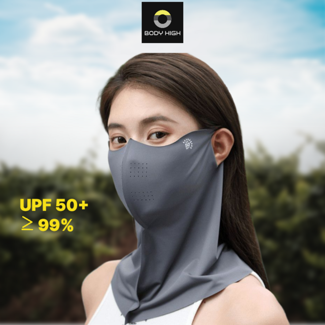[바디하이] 자외선 차단 마스크 파크골프 라이딩 러닝 등산 2P, 블랙+진그레이