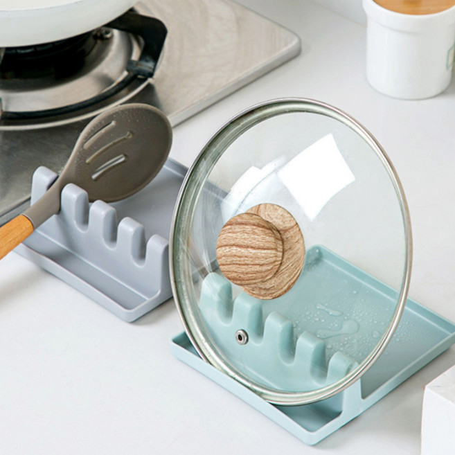 조리도구 위생 냄비뚜껑 국자 주걱 뒤집개 거치대 받침대 정리대, 그레이, 1개