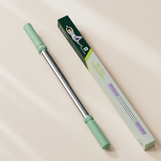 제로세븐 마사지 스틱 지압봉 안마 스틱 마사지 롤러 전신 괄사 종아리 허벅지 마사지 스트레칭 근육회복 헬스도구, 그린, 1개