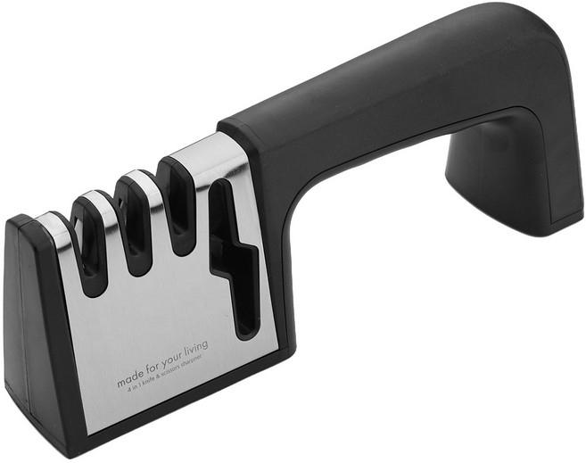 소소무역 4 in 1 멀티 주방도구 가위 칼갈이, 1개, 블랙