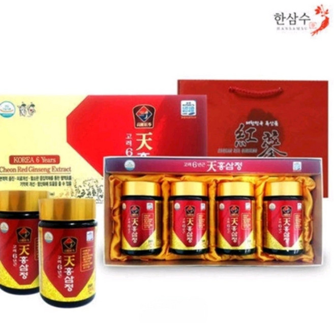 한삼수 6년근 천홍삼정 홍삼농축액 240g*4개 6년홍삼정 6년홍삼 면역력 증진 피로개선, 4개, 240g