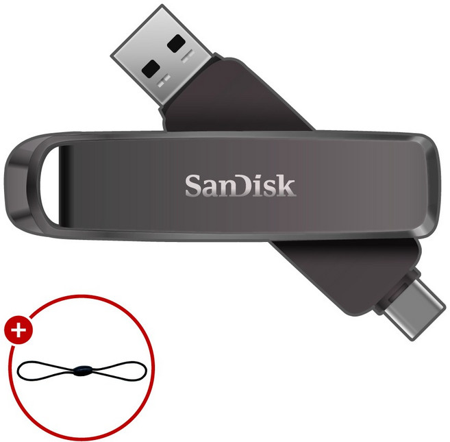 샌디스크 Extreme PRO Dual Drive USB Flash Drive 3.2 GEN 2 SDDDE1 + USB 고리줄, 1개, 2TB