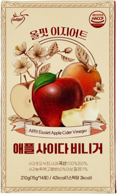 올핏 애플사이다 비기너 애사비 사과초모식초, 4박스