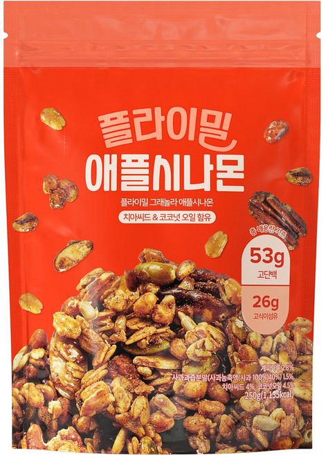 플라이밀 그래놀라 애플시나몬, 250g, 1개