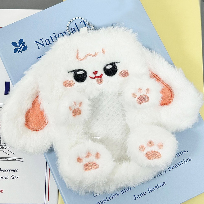 허니잼 복슬 털 인형 포카홀더 포토카드 홀더 포토 열쇠고리 탑로더 슬리브 키링 키홀더, 1개, 댕토끼