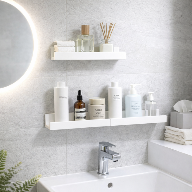 주앙이 모던감성 떨어지지않는 무타공 욕실선반, 화이트, 2개