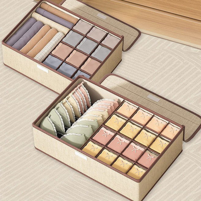 디모어 패브릭 프리미엄 옷장정리 속옷 양말정리함, 1개, 카키베이지 13칸+17칸