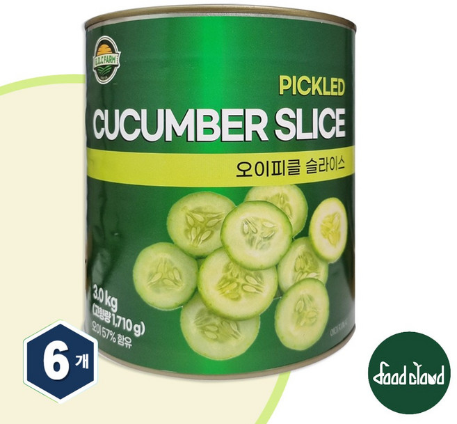 지오씨팜 오이피클 슬라이스, 6개, 3kg