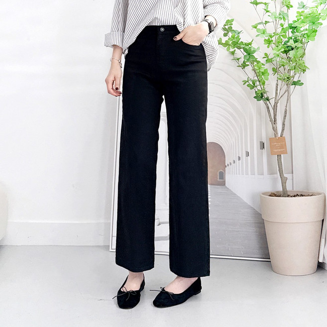 103st 세미 와이드 팬츠 5컬러 밴딩 스판 면 일자 통바지/여성 빅사이즈 S~3XL