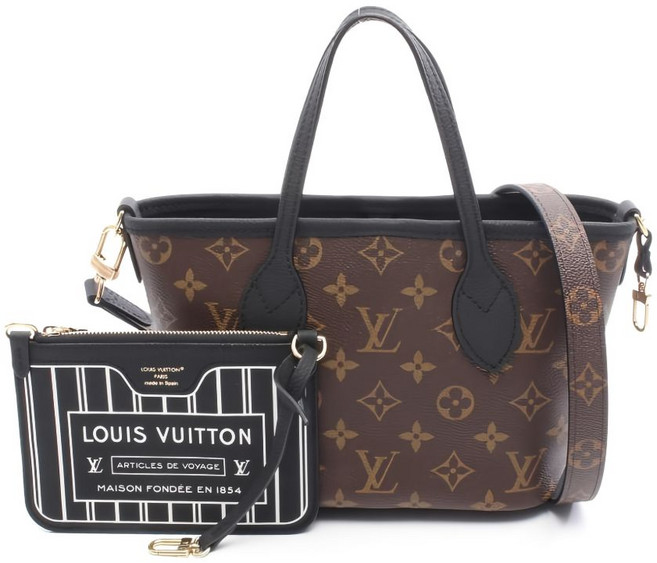 루이 비통 중고 10's 네버풀 인사이드 아웃 BB 모노그램 패턴 토트 백