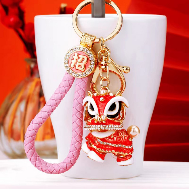 BAFC1857 차이나 아이디어 기프트 큐빅 재산을 모으다 기린 사자 자동차 키링 남녀 가방걸이 키 링, 1개, B1