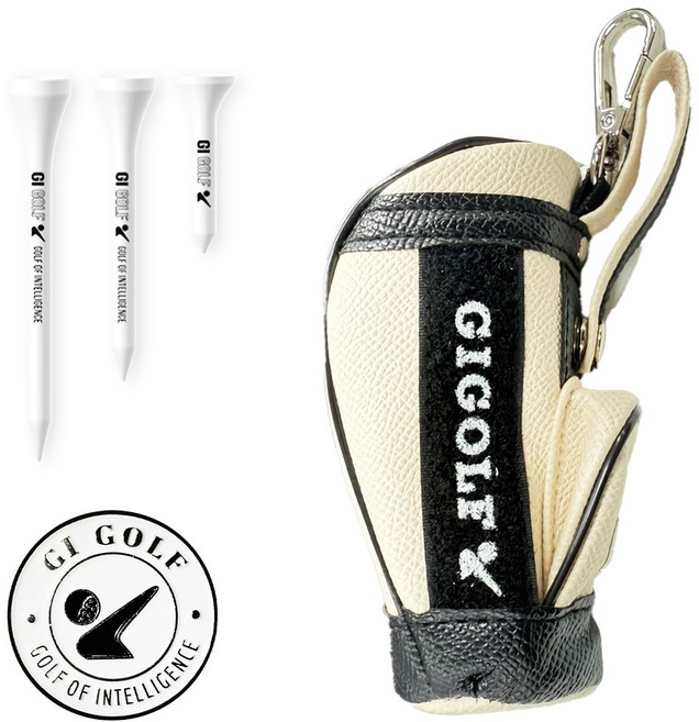지아이골프 프리미엄 볼마커 골프티 간편 수납 볼파우치, 아이보리, 1개