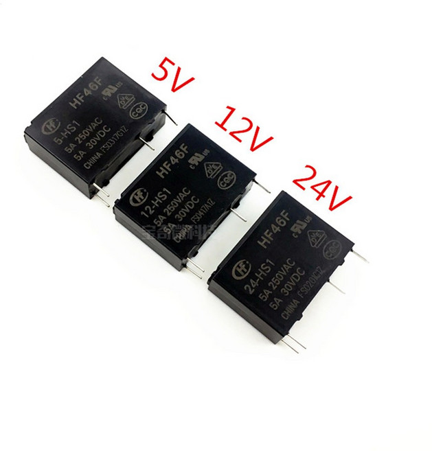 릴레이 5 개/몫 5 5A HF46F 4PIN 24 250VAC HS1 12, HF46F 24 HS1, 1개