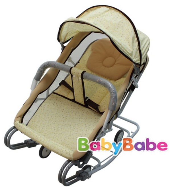 恩寶BABYBABE 台灣製, 米色（雙管加寬彈搖椅）
