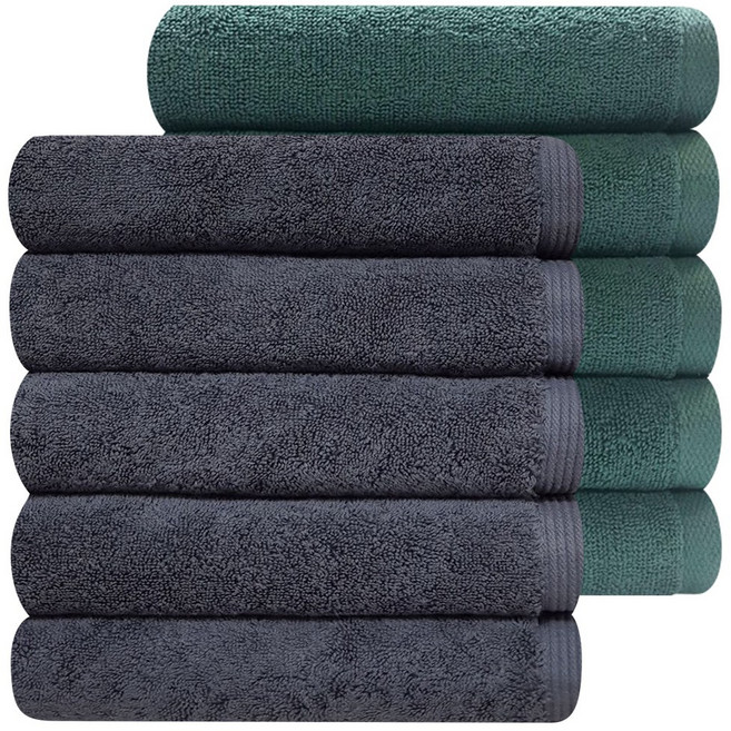 호텔수건 150g 빈티지, 챠콜그레이+다크그린, 10개