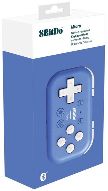 [국내정발] 8BitDo Micro Bluetooth Gamepad 마이크로 컨트롤러 일러스트 단축키, 블루