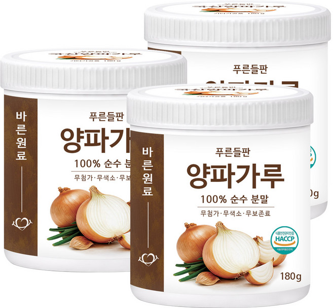 푸른들판 국산 양파 가루 100% 분말 어니언 시즈닝 파우더 HACCP, 180g, 3개
