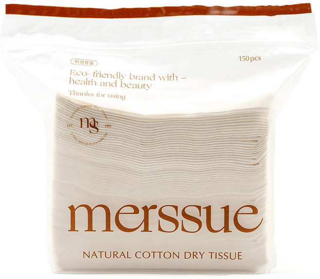 메르슈 무표백 순면 건티슈 (900매)(사은품 휴대용 건티슈 파우치), 6개, 150매, 55g