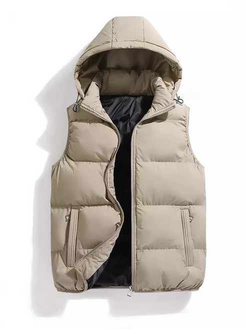 POMTOR 남녀공용 면후드 패딩조끼 겨울 캐주얼 착용 코트