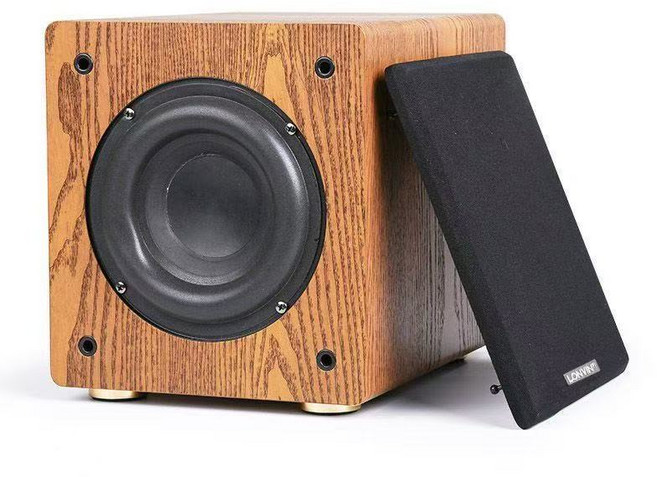 6.5인치 대형 자석 패시브 서브 우퍼 나무 오디오 서브우퍼 박스 스피커 우드, 옐로우 나뭇결 서브우퍼