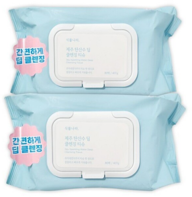 식물나라 제주 탄산수 딥 클렌징티슈, 2매입, 1
