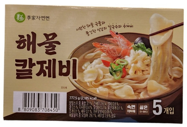 이가자연면 해물칼제비 수제비+칼국수, 155g, 5개