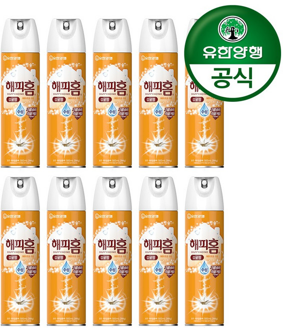 해피홈 모기약 수성 에어로솔 감귤향 500mL, 10개
