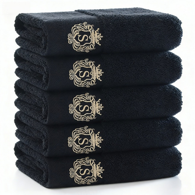 상덕 호텔수건 블랙 고급 수건 세면타월40수, 다크블랙, 5개