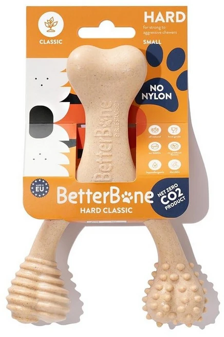 BetterBone - 천연 소재 나일론 프리 강아지 츄잉 장난감 - 부드러운 밀도 - 가볍거나 중간 정도 씹는 사람에게 이상적 - 무독성 치아 건강 촉진 파편 방지 지, 클래식, Small, 1개 - 쿠팡