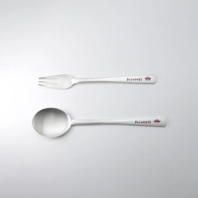 가란 GARAN 프린세스 아기 어린이 은수저 세트 70%, 2종 (숟가락+포크), 1세트 - 쿠팡