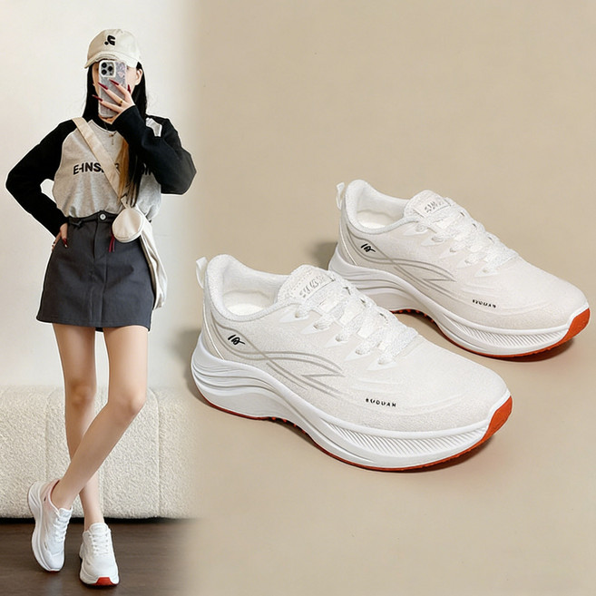 FACAT 여성 운동화 초경량 컴포트 여성 런닝화 4.5cm 키높이 통기성 원단 발볼넓은운동화 통근화 CT-019