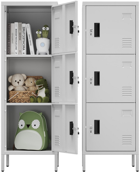 (OASISANCT)3단/5단 독립형 철제 사물함 수납장 현관장 신발장 옷장 화이트 핑크, 흰색white
