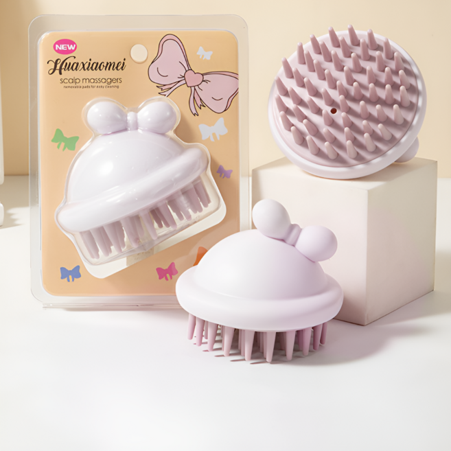 베리후 두피마시지 파스텔 리본 샴푸브러쉬, 1개, 퍼플