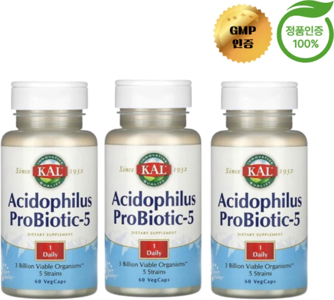 KAL 애시도필러스 프로바이오틱-5 60 베지캡슐, 3개, 60정 - 쿠팡