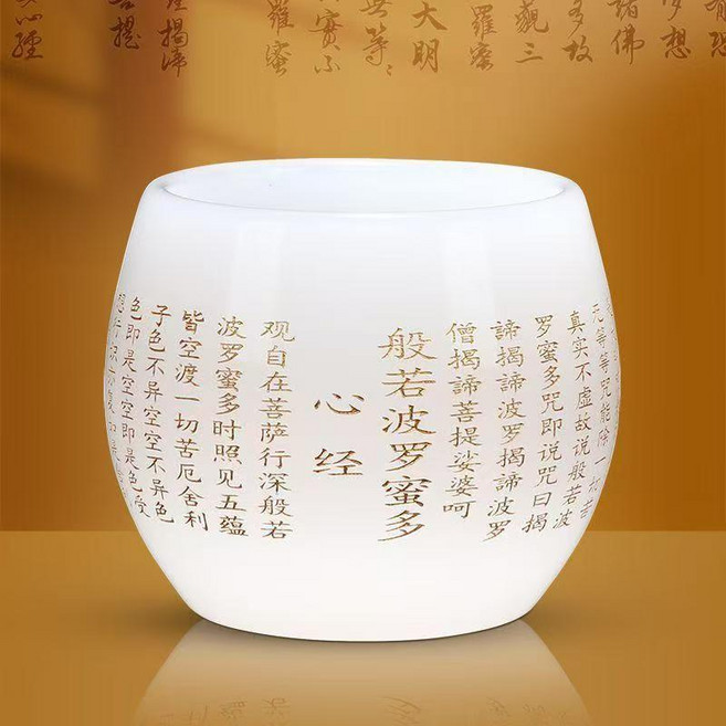 good 心經大悲咒杯主人杯手工杯陶瓷品茗杯, 白玉, 1個