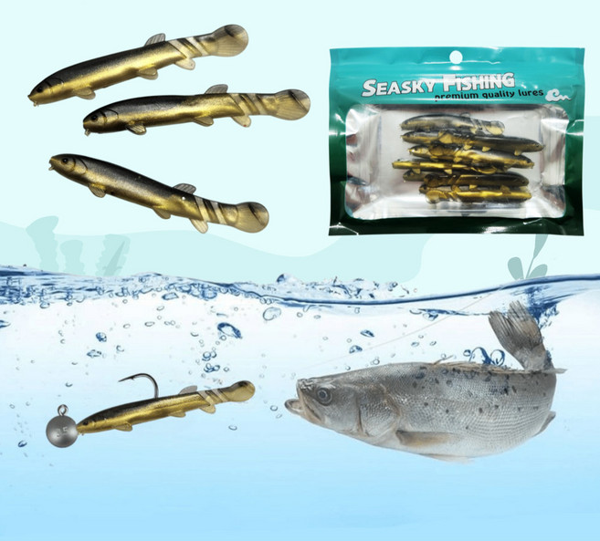 CARPO 리얼 미꾸라지웜 움직이는 가짜미끼 7cm 10개입 루어 실리콘 배스 우럭, Black Gold (7cm 10개입), 1세트, 25g