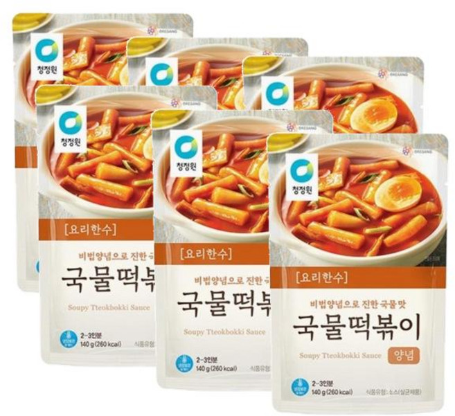 청정원 요리한수 국물떡볶이 양념, 6개, 140g