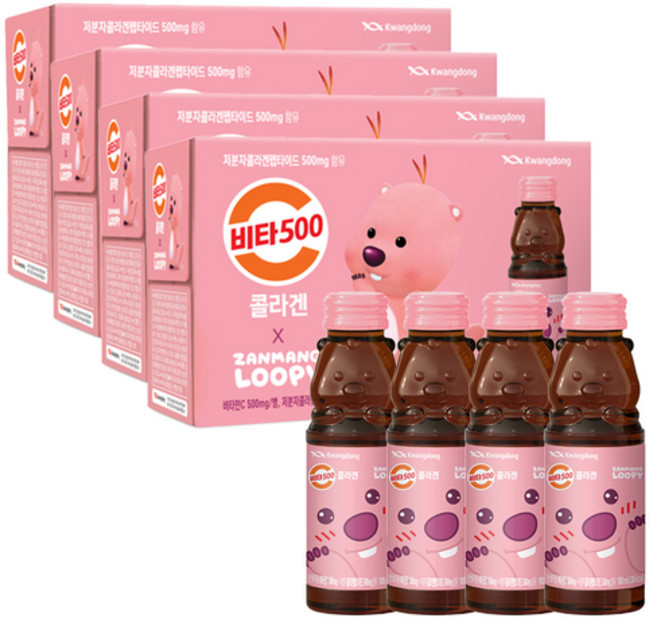 [광동직송] 비타500 콜라겐 잔망루피 4박스, 100ml, 10개입