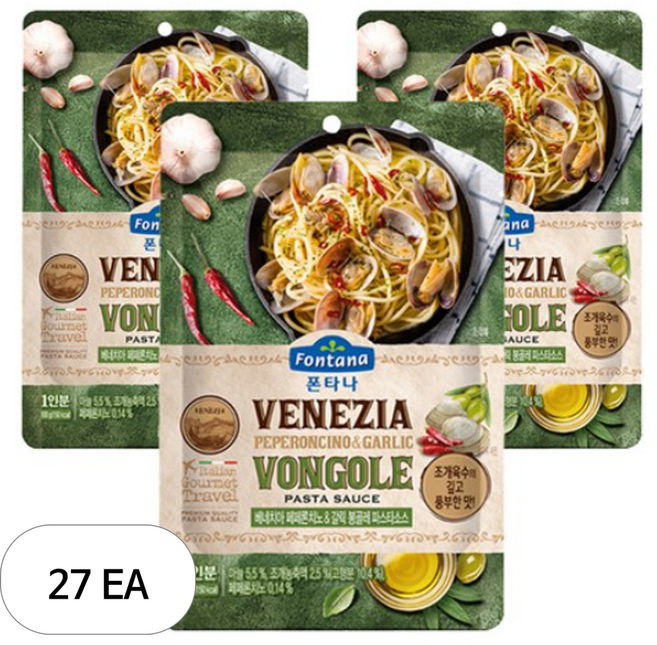 폰타나 베네치아 페페론치노 갈릭 봉골레 파스타소스 파우치, 100g, 27개