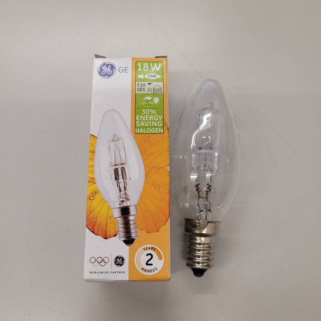 GE 18W 240V E14 鹵素蠟燭燈泡, 1個