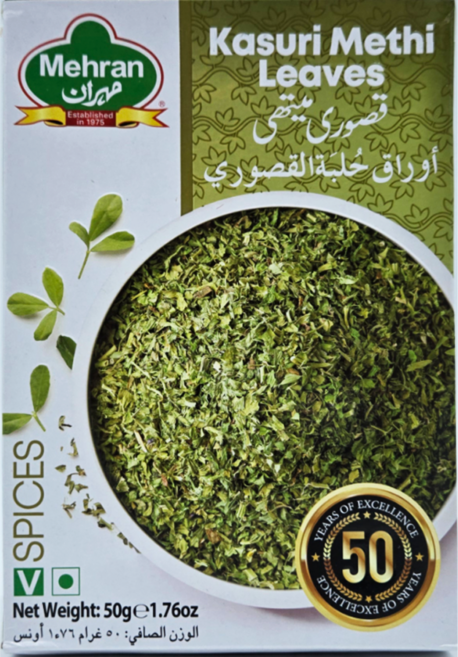 Mehran Kasuri Methi Leaves Masala 카수리 메티 잎 향신료, 50g, 2개