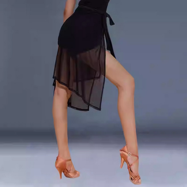 Makone 랩스커트 쉬폰 라틴 댄스 스커트 연습 에어로빅 라인댄스 살사